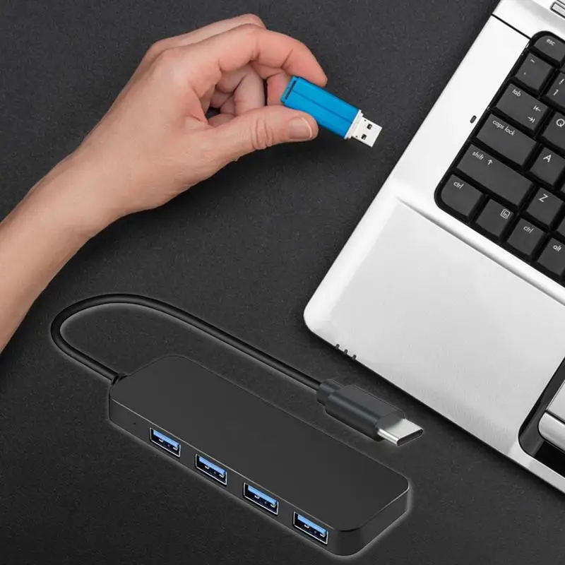 4 منافذ USB 2.0/3.0 نوع C 3.0 HUB عالية السرعة متعددة الفاصل USB محول المتوسع كابل للكمبيوتر المكتبي والكمبيوتر المحمول