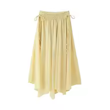 Women's skirt New Summer 2025 Yellow chiffon skirt Waist rope decoration Irregular skirt Personality and fashion - AliExpress 