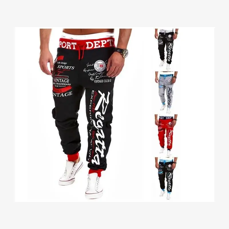 

Simple Casual Loose Men's Sweatpants Elastic Waisand Printed Loose Fit Spor Comfortable Straight Leg Pants