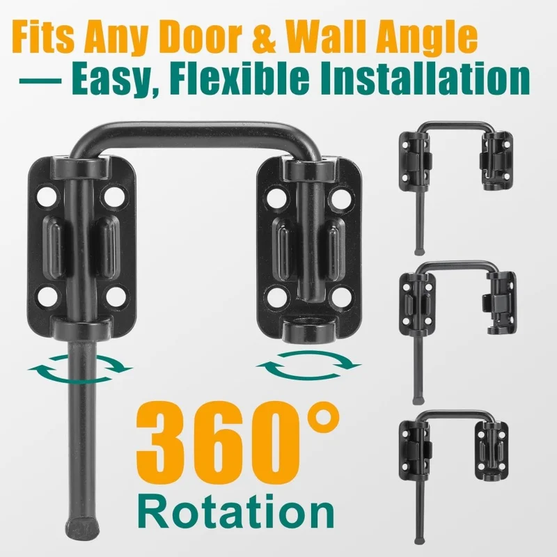 U Shape Patio Sliding Door Loop Lock,90/180 Degree Door Latch Locks,Zinc Alloy Doors Bolt Hasp,Anti-theft Buckles with Screws