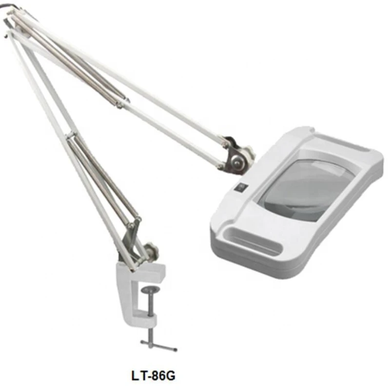 

Table Clamp Lamp 5 Diopter Rectangular Shaped Lens & Bright Dimmabl LED Magnifying Glass & 5X 10X Magnification