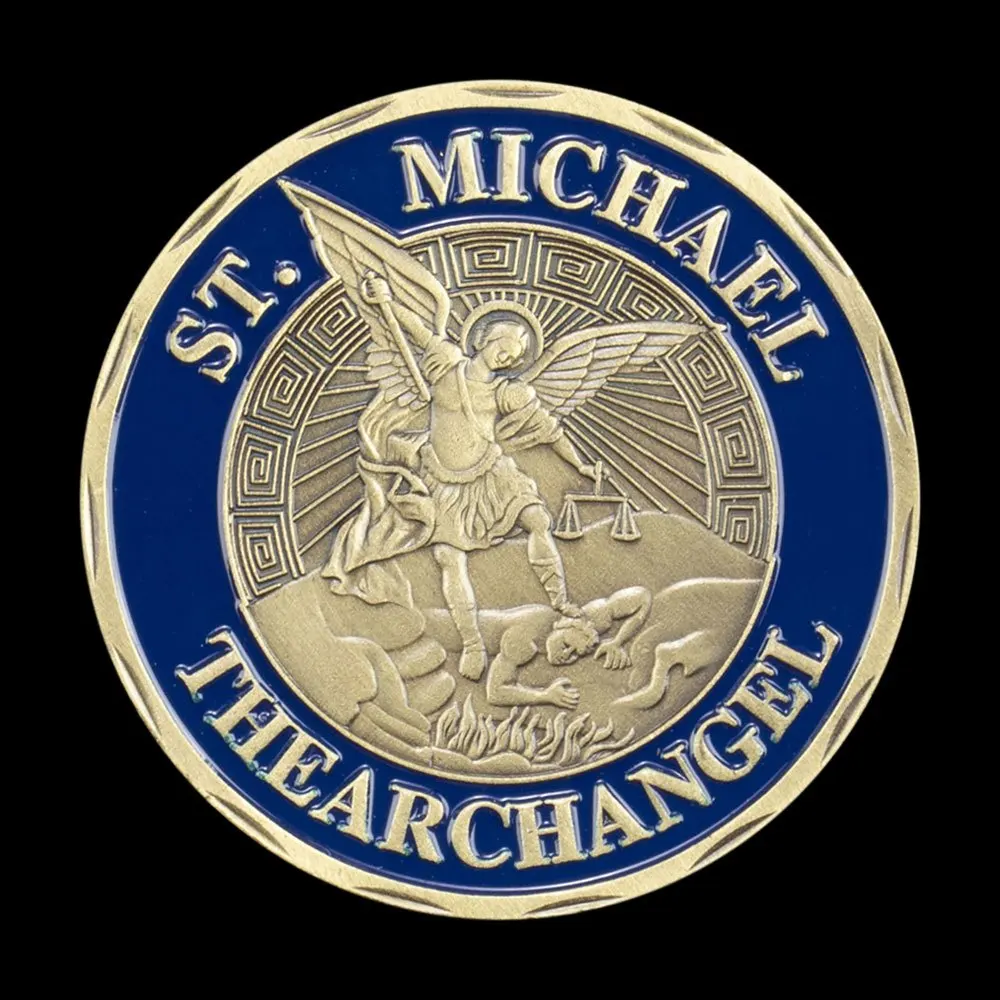 تذكار شرطة أمن القوات الجوية الأمريكية ، عملة مطلية بالبرونز ، مدافعون عن سلاح سانت ميشال الملائكة ، عملة التحدي