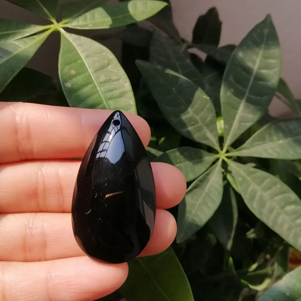 Camal 10pcs 47mm Black Crystal Smooth Teardrop Beads Prism Pendant Lamp Chandelier Hanging Ornament Wedding Home Jewelry Craft