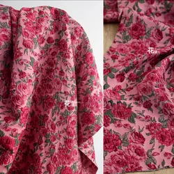 Jacquard Fabric Red Rose Relief Clothing Designer Chinese Style Fashion Apparel Sewing Material Diy Cloth Sewing By The Yard