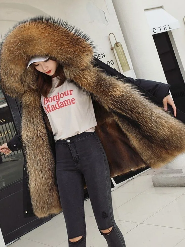 LGRQ 2024 Women's Mid length  Fur Grass Coat Imitation Fox Fur Inner Tank Fur Coat Detachable Three Piece Set winter