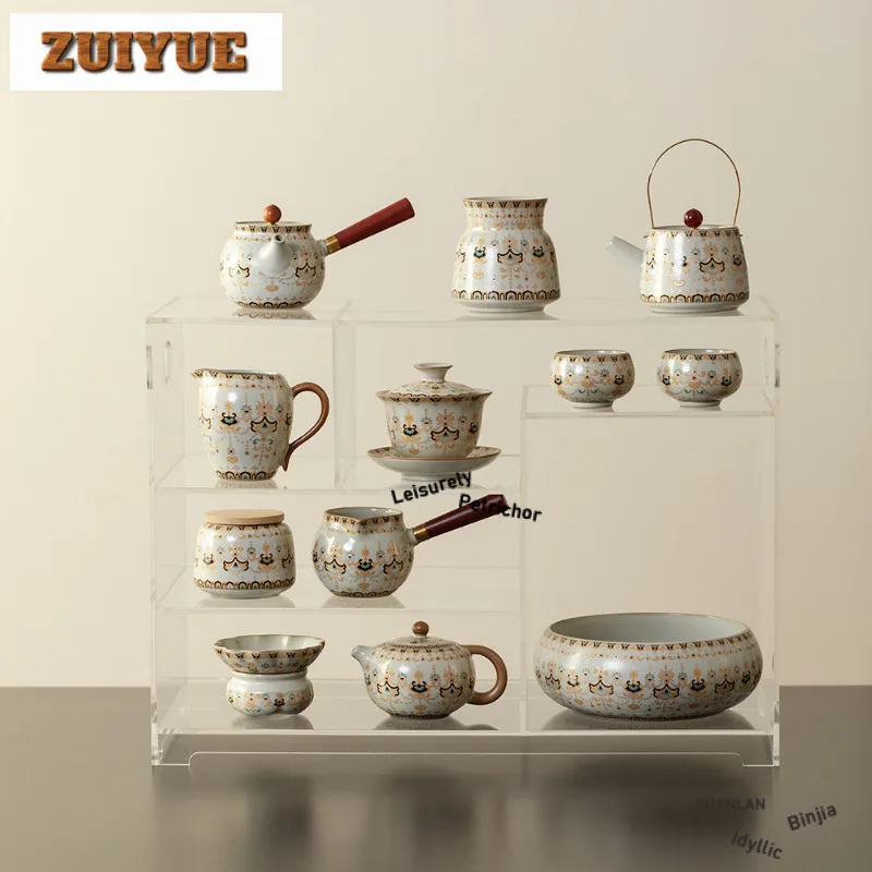 الخشب الصلب رو فرن مطعمة الصقيل دونهوانغ الشاي ستة السادة الجمالية الشاي أداة مجموعة أدوات الشاي مجموعة خدمات الشاي #6