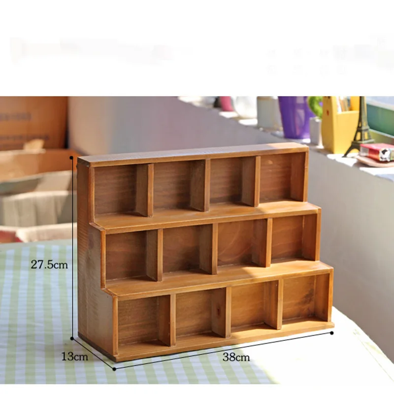 2023 Desktop Storage Box Wood Display Vabinet Multifunctional Household Solid Wooden Multi-Layer Cosmetics Solid Face Boi French