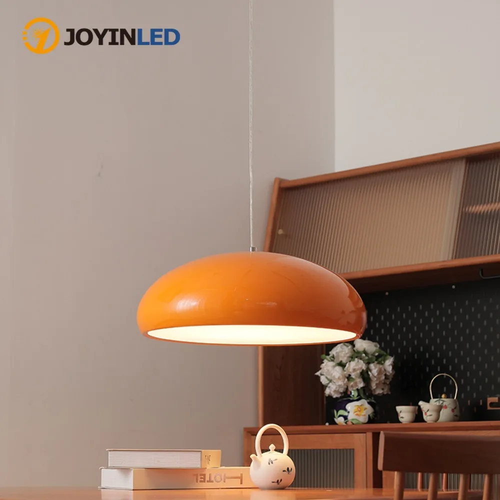 

Современная простая люстра JOYINLED для столовой, оранжевая, в форме крышки от кастрюли, подвесной светильник для гостиной, спальни, чайной, декоративный светильник