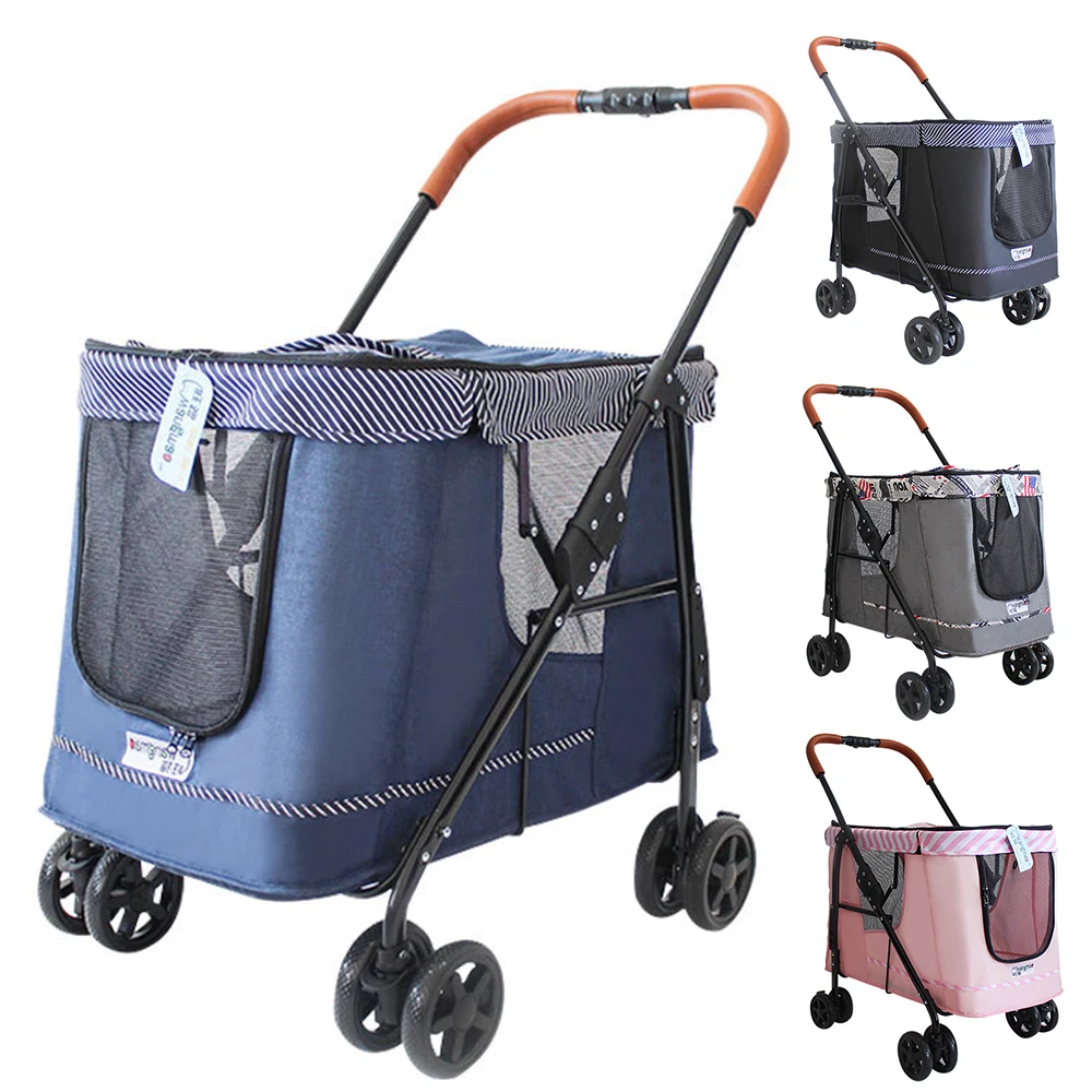 

Pet Dog Stroller Folding Dog Buggy Baby Newborn Transportation Wheelbarrow Storage Bag Detachable Swivel Brakes Cart Wheels