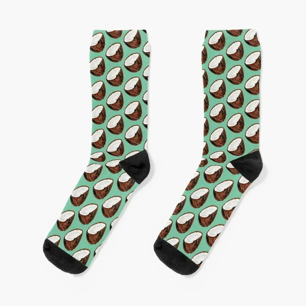 Coconut Pattern - Teal Socks kawaii sports stockings gifts colored Socks For Women Men's