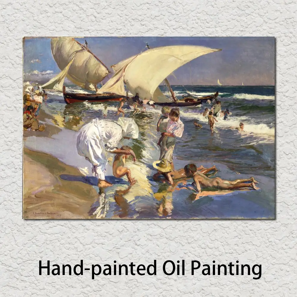 

Valencia Beach Canvas Art Seascape Painting Handmade Joaquin Sorolla y Bastida Artwork Modern Living Room Decor High Quality