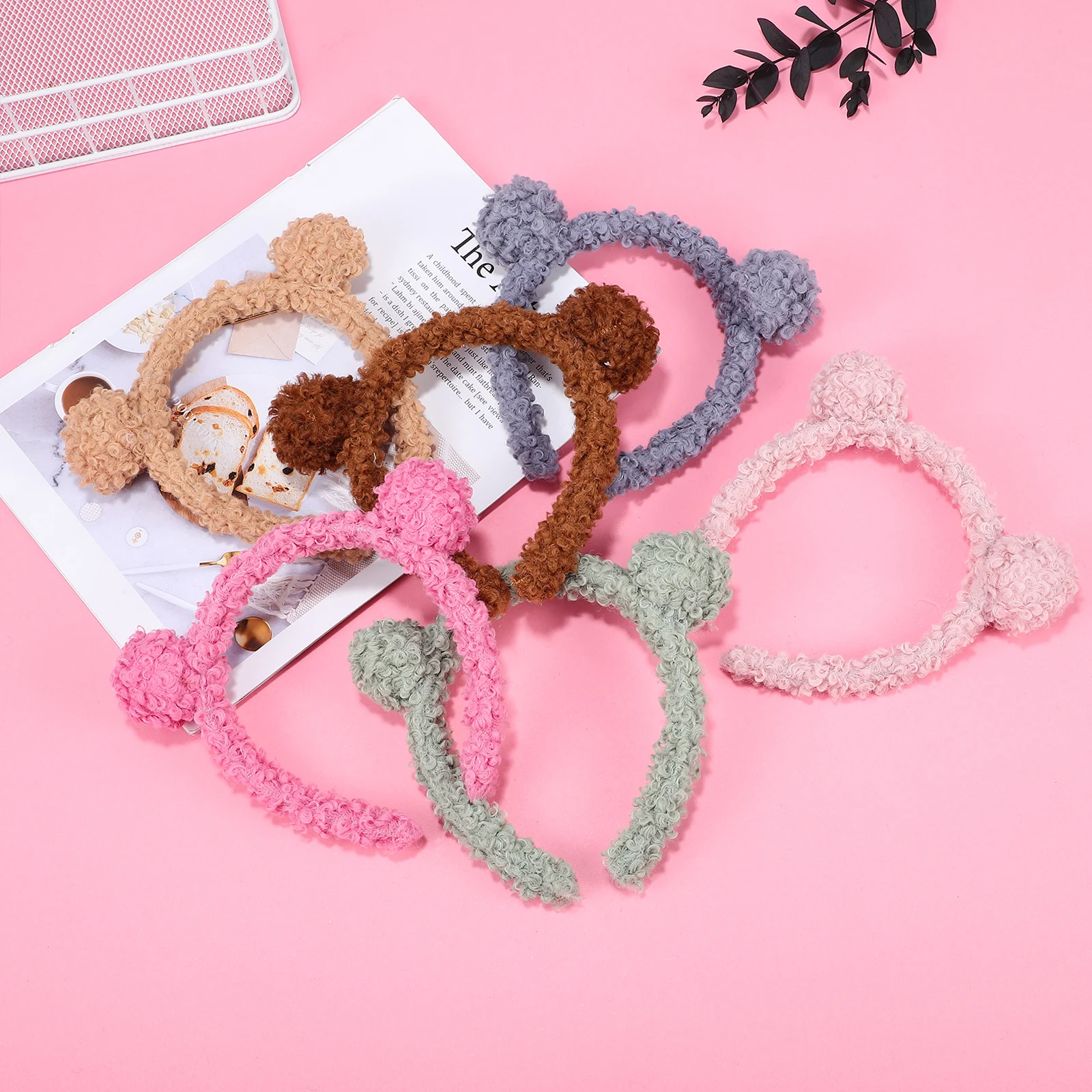 

6pcs Bear Ears Headbands Cute Hair Hoops Elastic Cosplay Accessories Decorative Headdress For Girls Children Party Travel