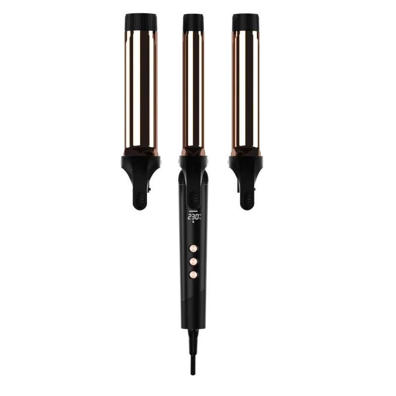 

Electric 3 Barrel Ceramic Multi-Function Hair Waver LCD Temperature Display Wavy Hair Curling Irons for Household and Hotel Use