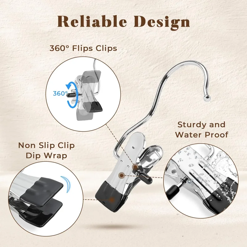 10pcs 스테인레스 스틸 빨래집게 클립 세탁물 걸이 후크 클립 다목적 부팅 주최자 휴대용 홈 스토리지 행거