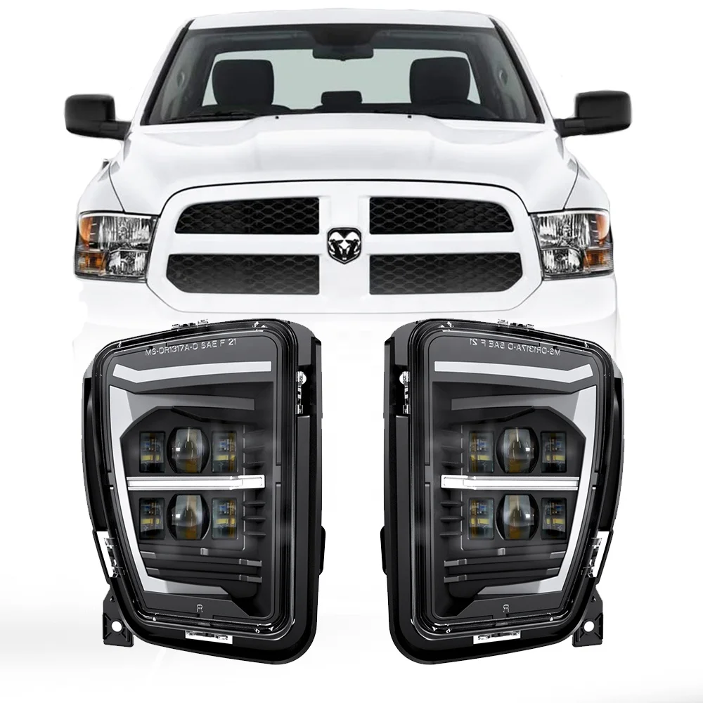 

For Dodge Ram Accessories LED Fog Light Black Chrome For Dodge Ram 1500 Pickup 2013-2017 Lighting System Driving Lamp