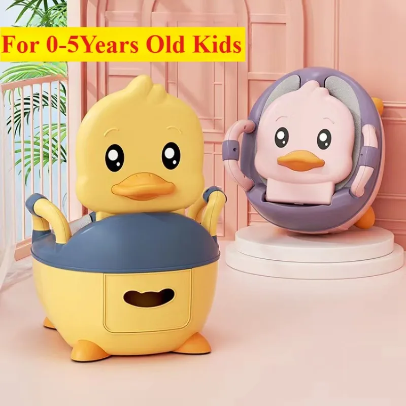 Cute Cartoon Duck Travel Potty Seat for 0-5Years Toddlers Kids Training Toilet with Carry Handle Moveable Toilet for Girls Boys