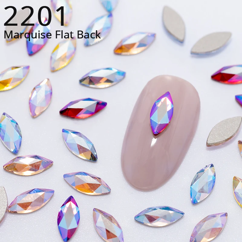 2201 Marquise Flat Back No Hotfix Genuine Crystals from Austria Rhinestone for Nail Art DIY Jewelry Clothing Decoration
