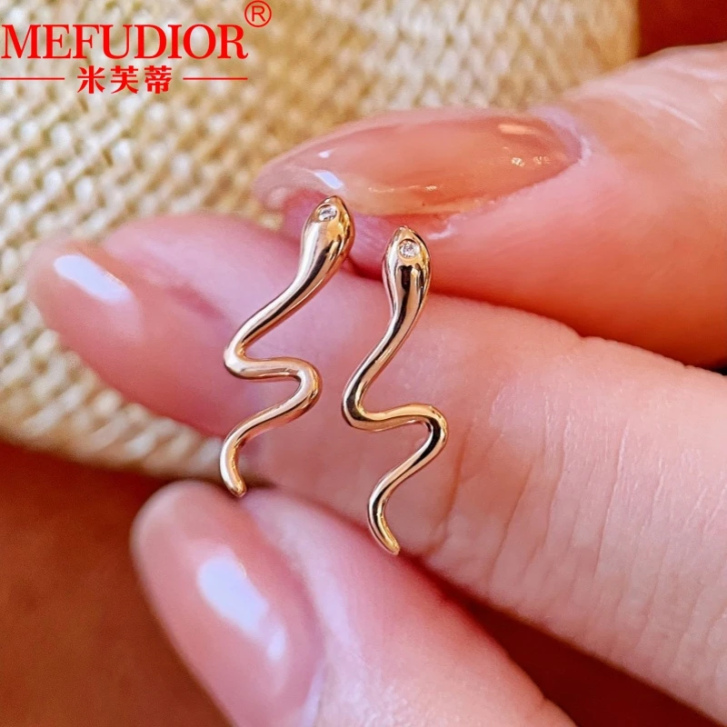 

18K Rose Gold Cobra Stud Earrings for Women Inlaid Diamond Snake Hanging Earrings High Quality Luxury Couples Party Jewelry Gift