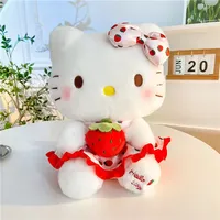 23cm Sanrio Hello Kitty Doll Fruit Strawberry Cat Doll Girls Plush Toy Home Decor Pillow Cute Cartoon Girls Birthday Gifts