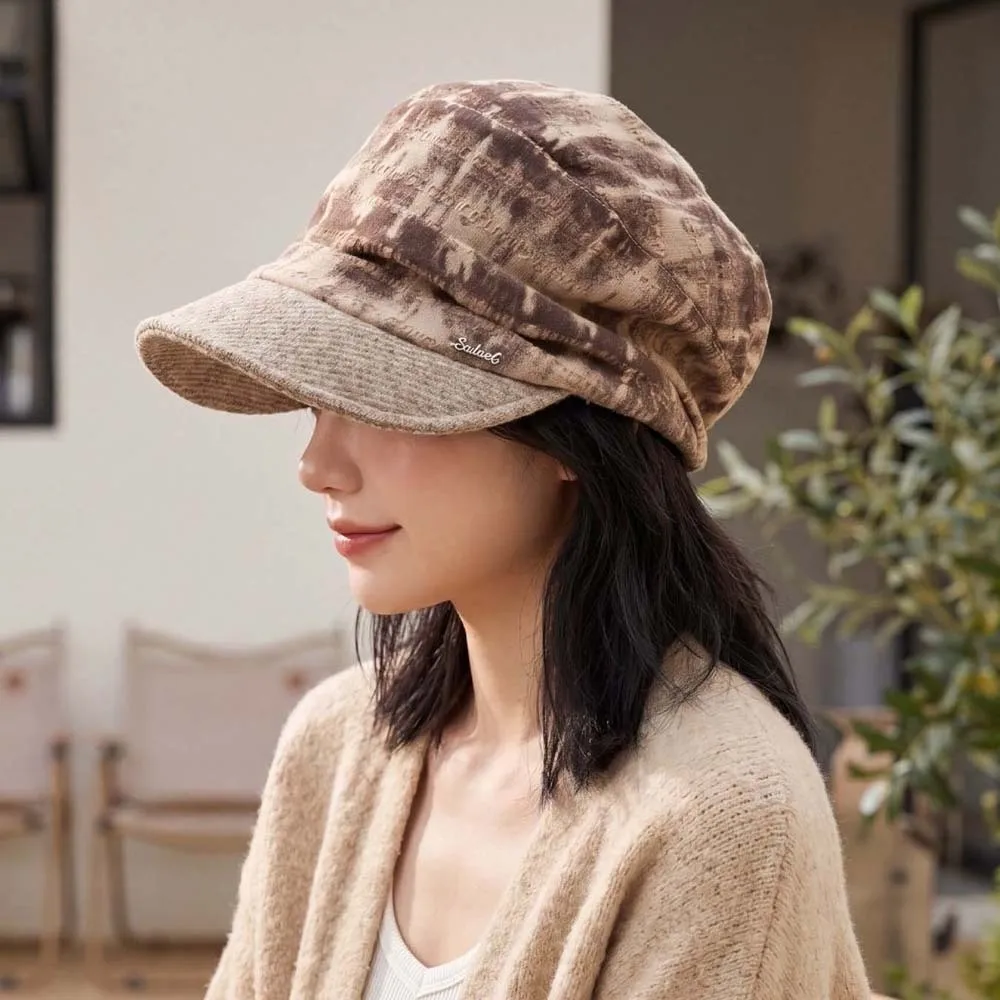 Winter Sunshade Cap Warm Plaid Newsboy Cap Soft All Match Checked Slouchy Hat Sweet Vintage Visor Beret Cap Ladies