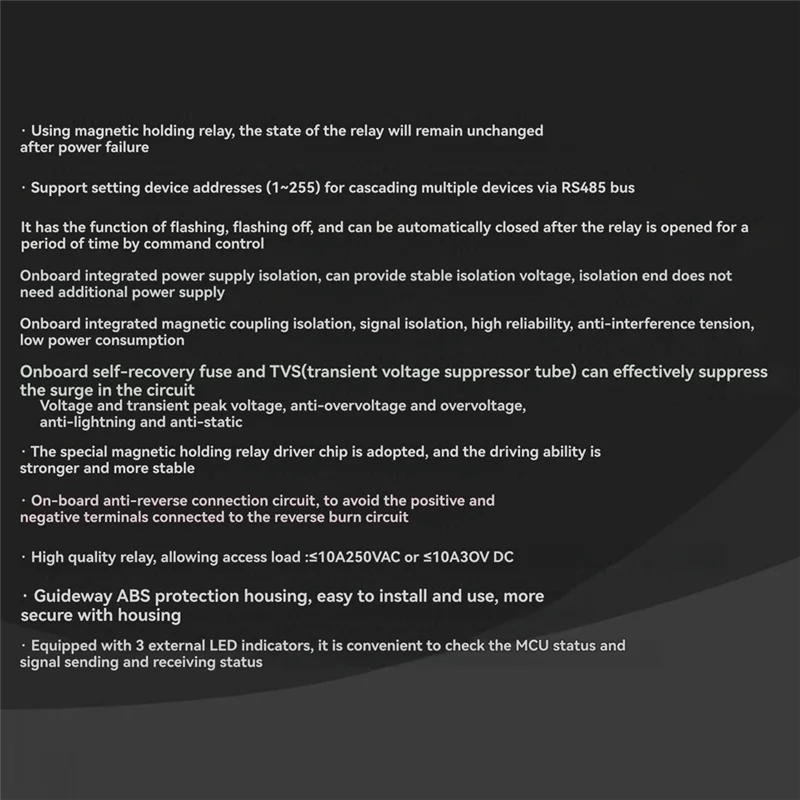 BNVN-DIN-Rail 8-Channel Relay Module RS485 Magnetic Retention Relay Modbus RTU Protocol Multiple Isolation Protection Circuit
