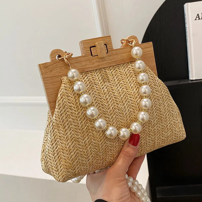 Summer Popular Pearl Handbag 2023 New Casual Braided Square Shoulder Crossbody Bags for Women Hot Selling Free Shipping