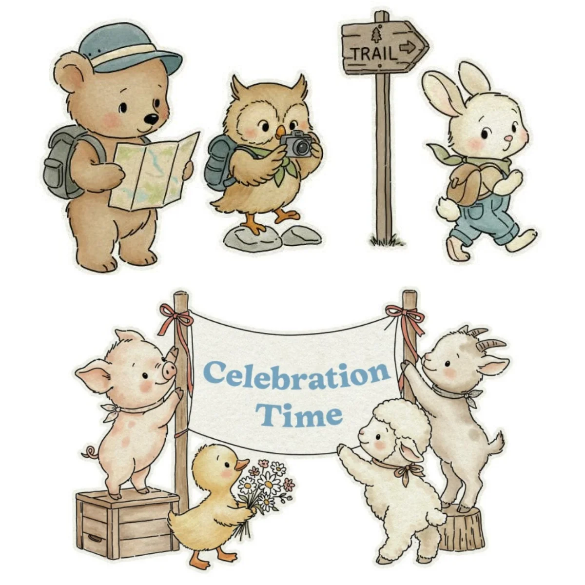 July 2026 Birthday Block Party BBQ Mice Pig Ripple Frame Metal Cutting Dies Clear Stamps for DIY Decorating Scrapbook Paper Card