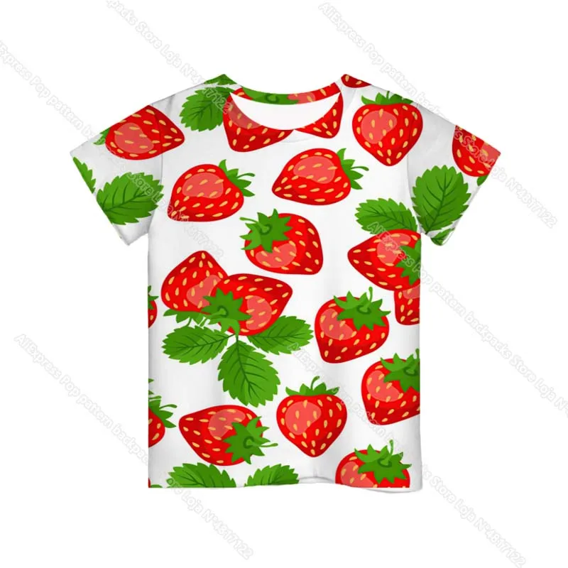 Children Funny Fruits 3D Print T Shirts Summer Boys Girls Toddler Tee Tops Camiseta Kids Avocado Strawberry Lemon Apple T-shirts