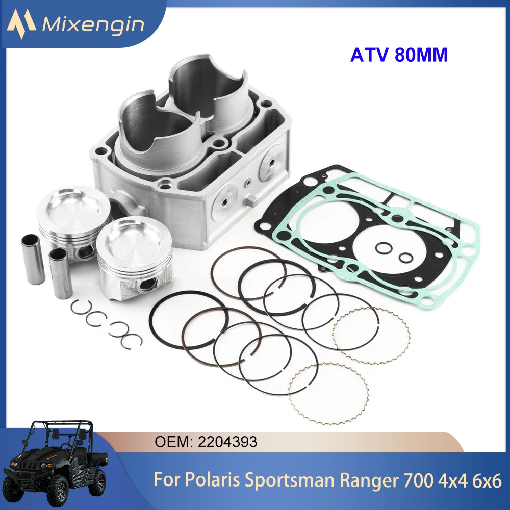 Kit de juntas de pistón de cilindro de motocicleta STD 80mm ATV para Polaris sportsman 700 4x4 X2 Ranger 700 Crew 4x4 6x6 XP 2204393 02-07