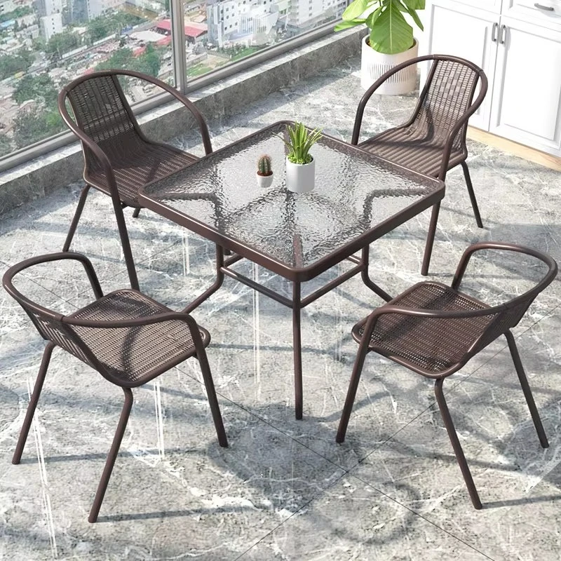 Outdoor Wrought Iron Table and Chair Set - Portable Simple Modern Design