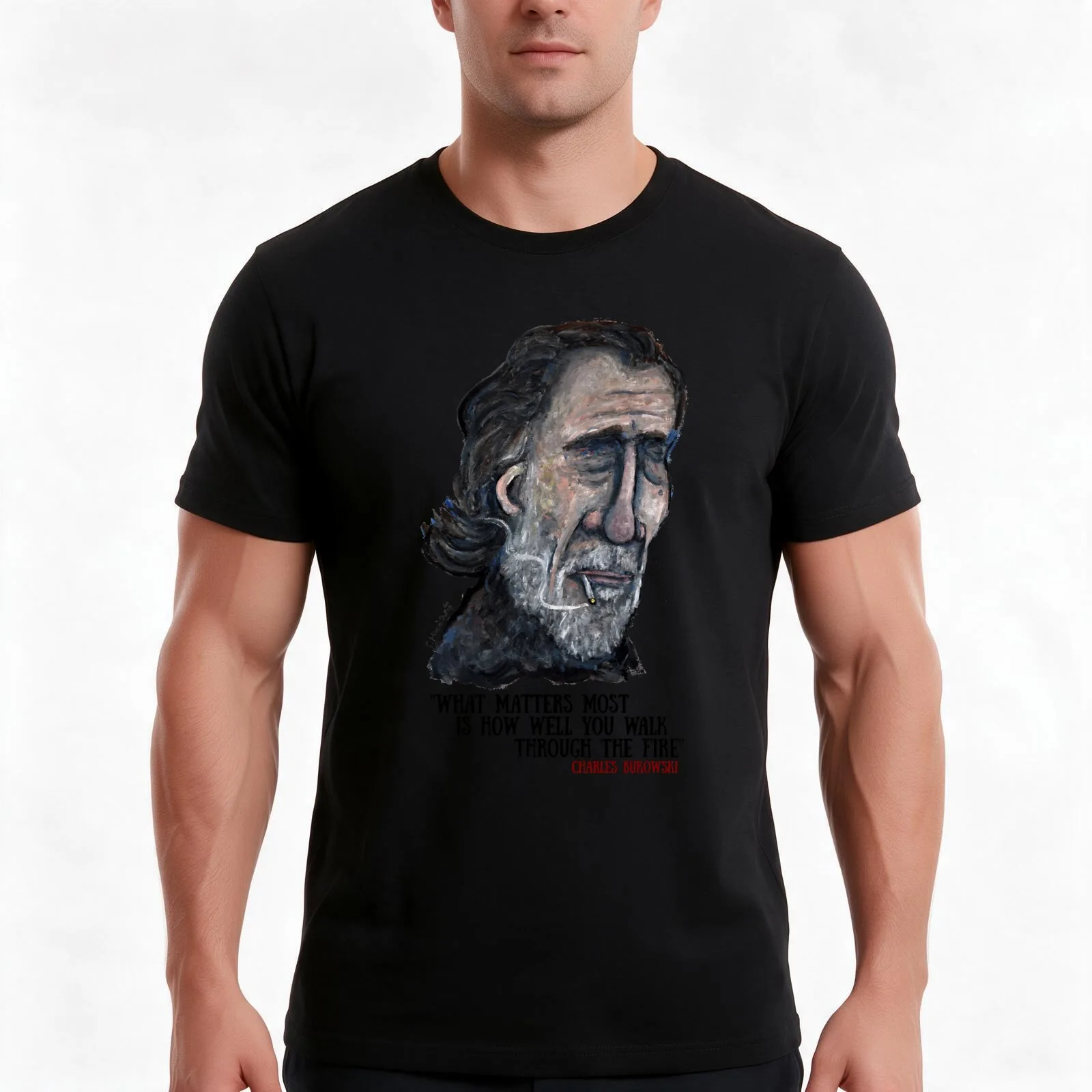 Mens Womens Bukowski Funny Fans T-Shirt, Summer Casual Cotton Tee, Oversized Streetwear Tops, Vintage Graphic Print, 100% Cotton