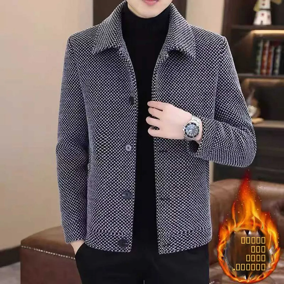 

englaide Select Men's Woolen Jaet Autumn Winter Warm Fce Lined Casual Coat for Middle Aged And ly Dad Sle