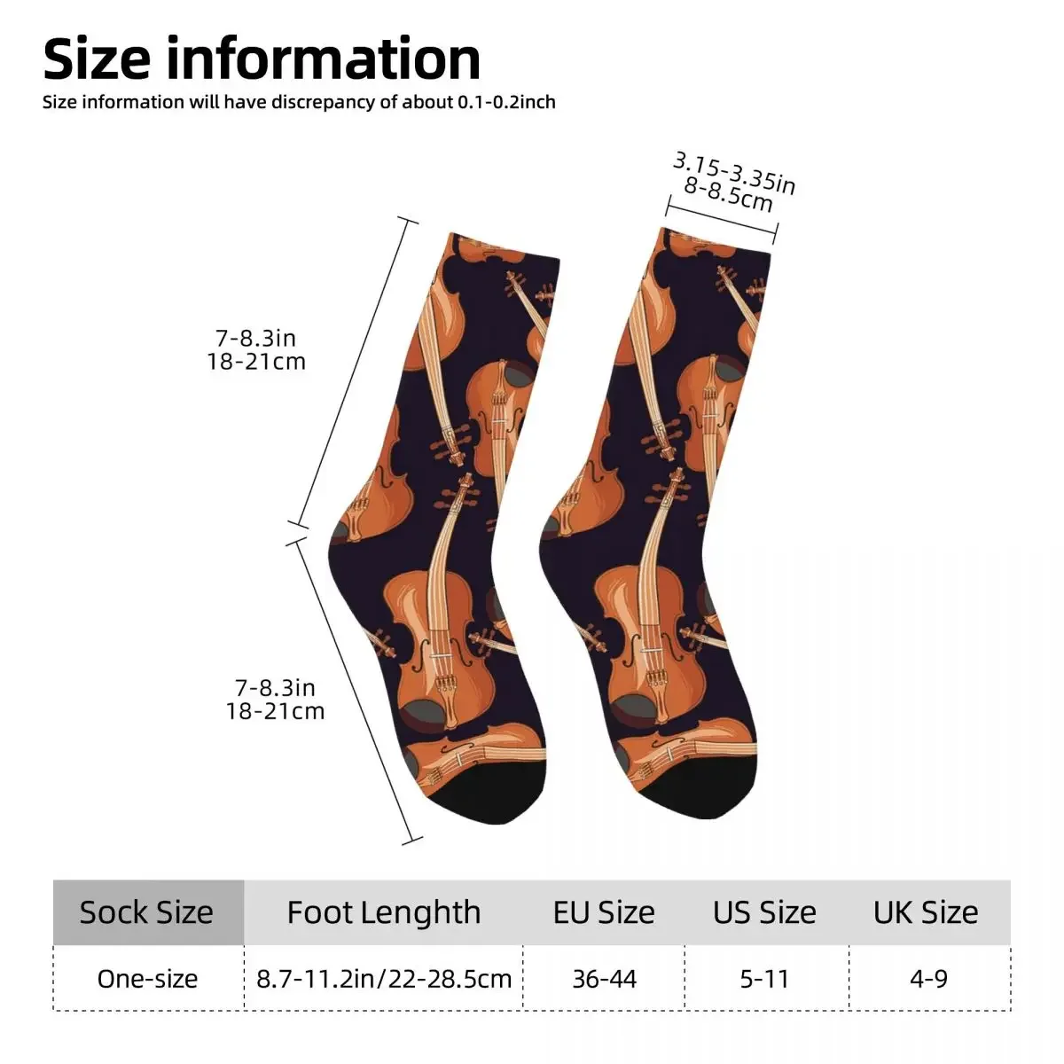 Violine Musikinstrument Muster Lila Socken Superweiche Strümpfe Ganzjährig Lange Socken Zubehör Mann Frau Geburtstagsgeschenk