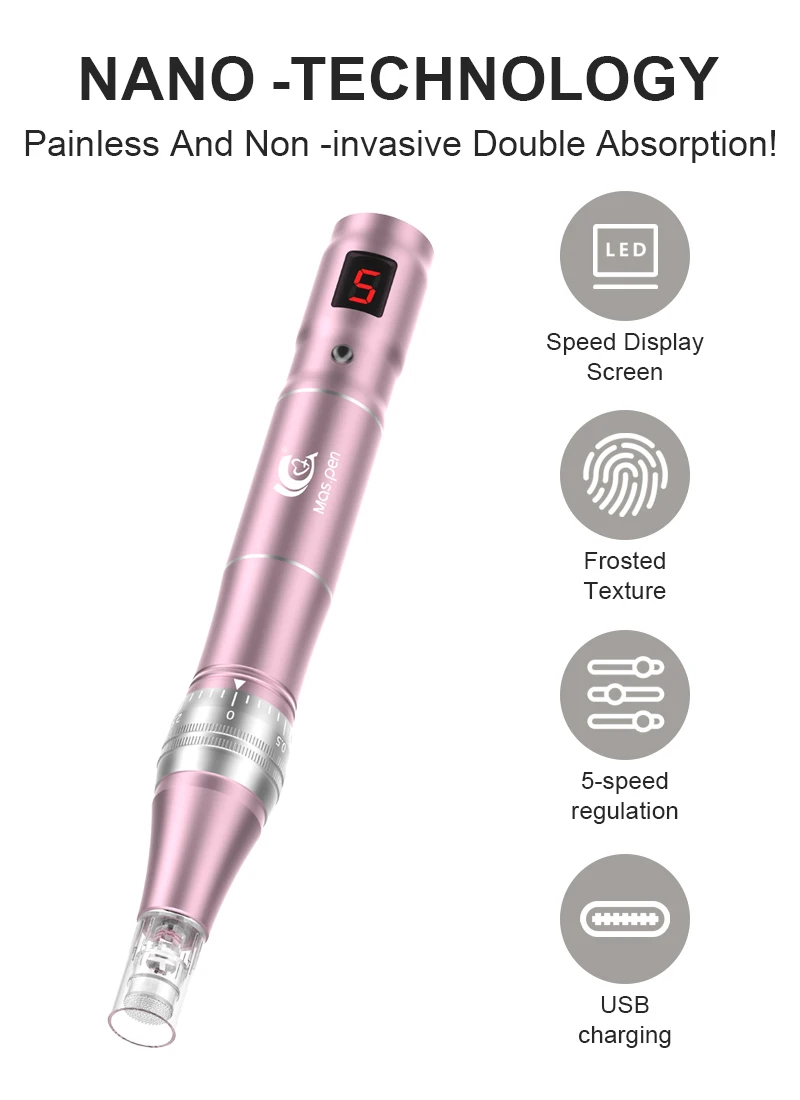 Wiederaufladbarer Microneedling Derma Pen/Mas Pen L3 Hautpflegegerät mit zwei Ersatzspitzen – Detail 1