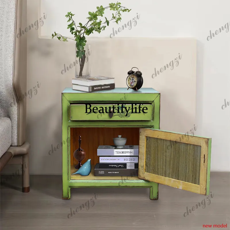 AB03  New Chinese painting, simple and modern bedside, locker rack, few retro small cabinets next to the bedroom