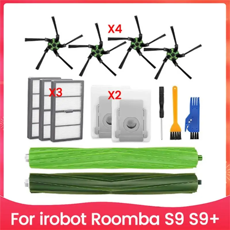 A21Q -14PCS Vacuum Cleaner Brush Filter And Dust Bag Set For Irobot Roomba S9 S9+ Vacuum Cleaner Accessories Replacement Parts