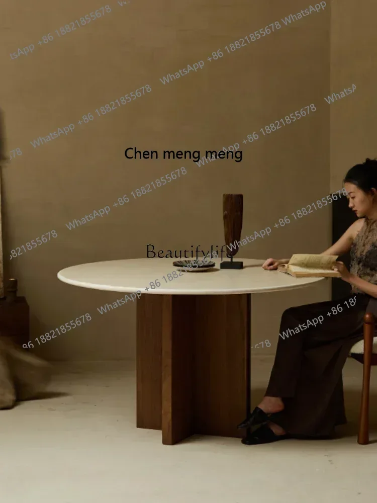 

Новое поступление, средневековый обеденный стол из массива дерева, мрамора, светильник, роскошный скандинавский простой ваби, песчаная каменная плита, круглая