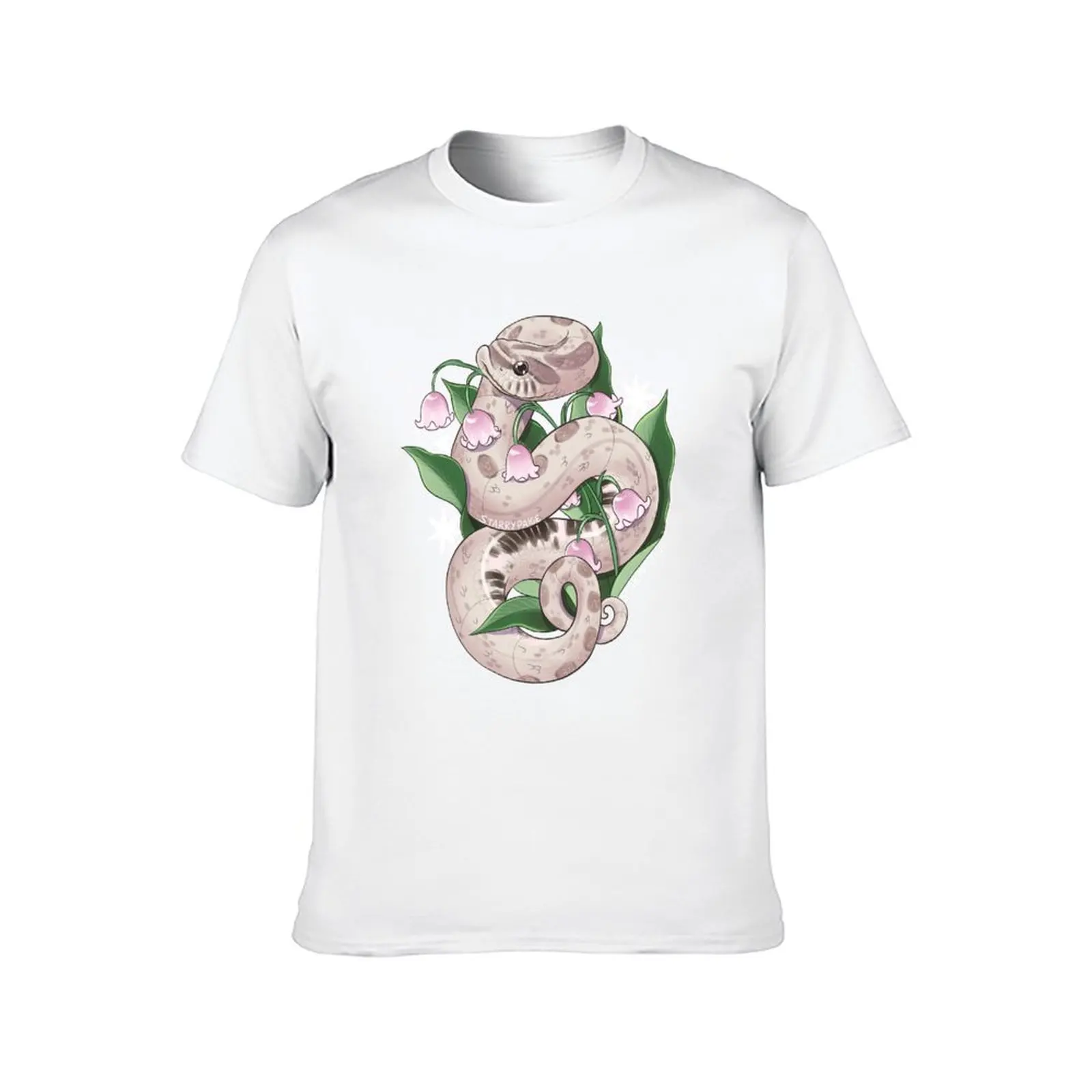 Lavender Hognose Snake with Lily of the Valley T-Shirt men t shirt cotton 100% t shirt custom print T-Shirt