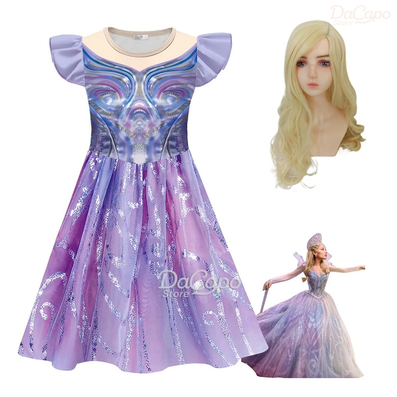 Wicked 2 Glinda Cosplay niños niñas disfraces de brujas ropa 2025 película fiesta princesas de juegos de rol vestido de Tiara elegante vestido de baile