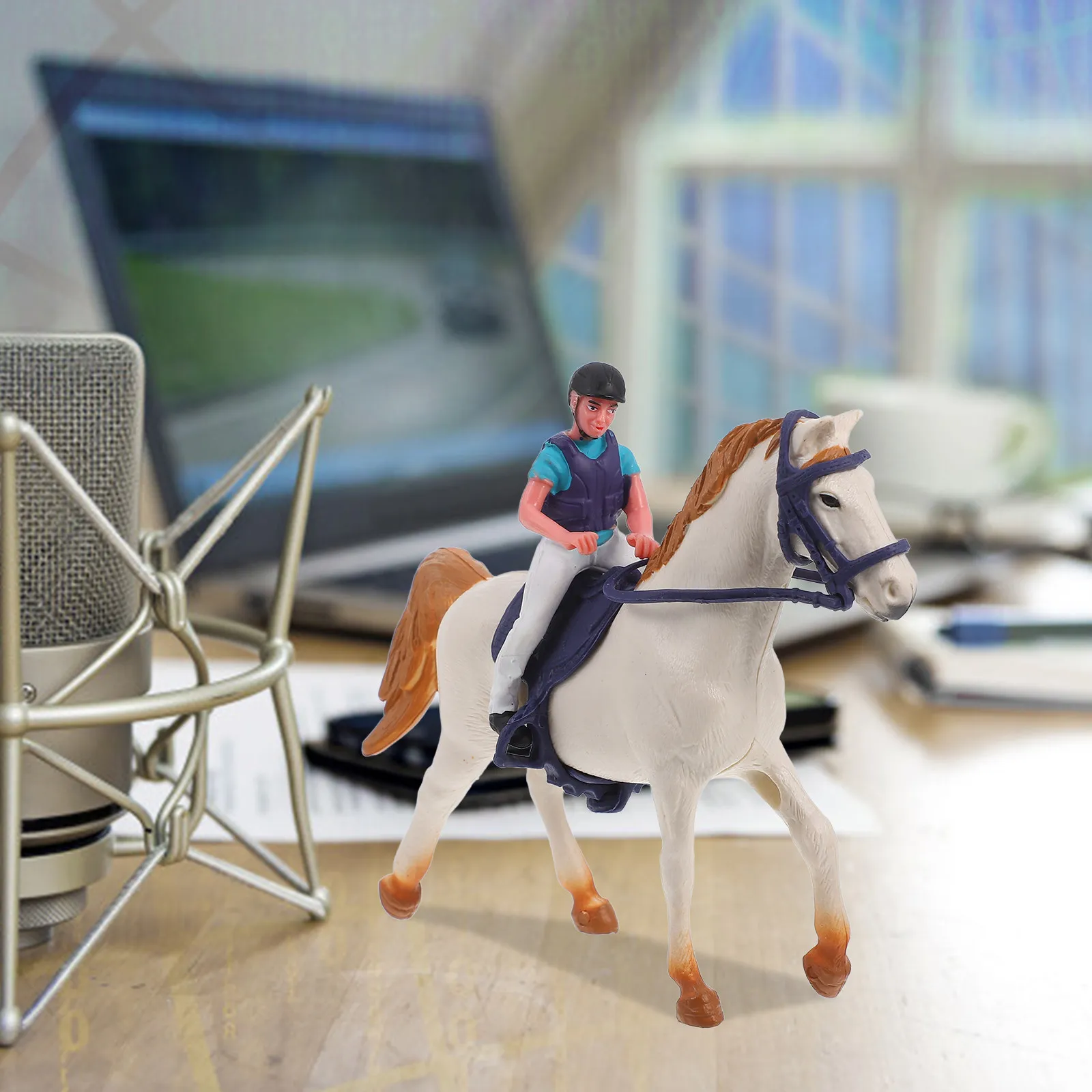Miniature Cowboy Horse Rider Figurine Plastic Farm Ornament for Diorama Home Decor Toy Accessories