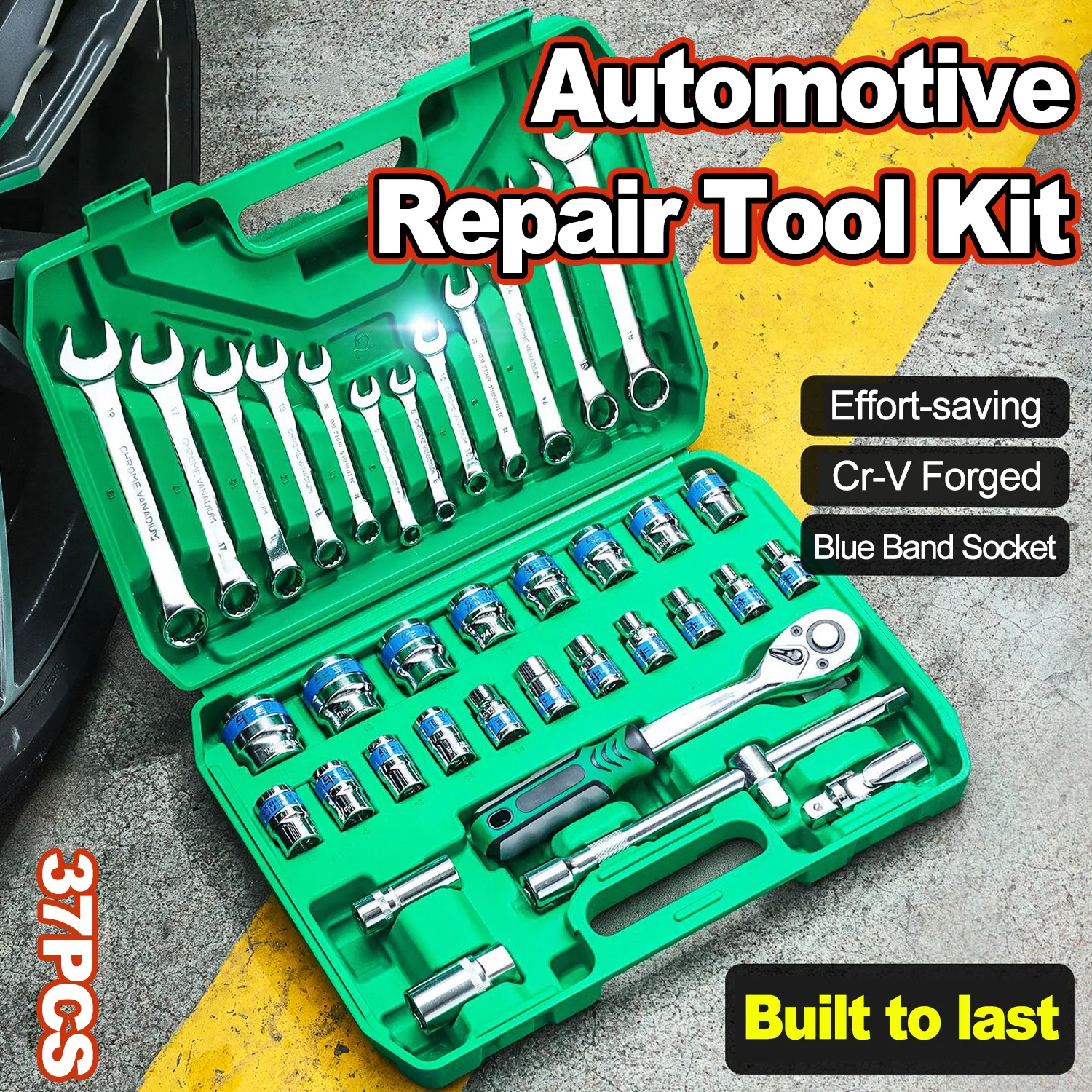 37pcs Mechanics Sockets Set Ratchets Wrench 1/2