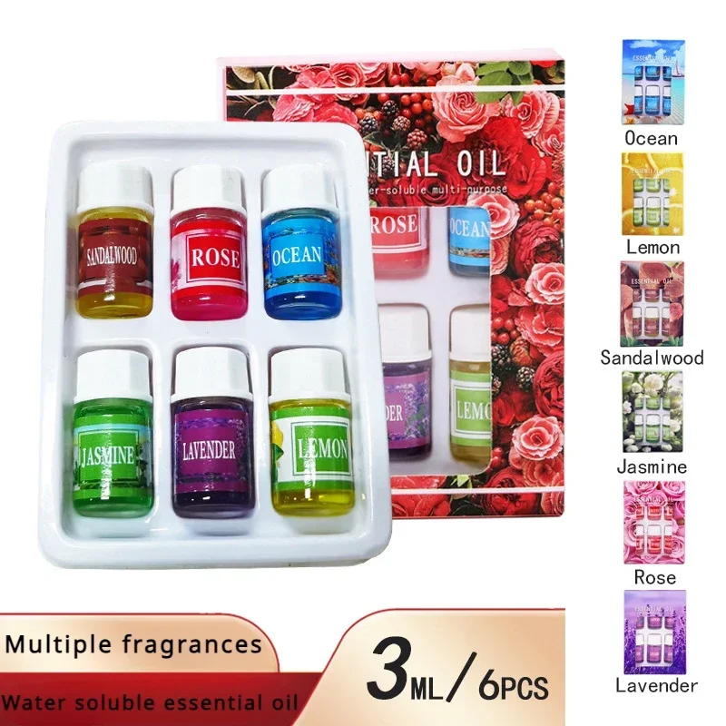 6pc Flower Essential Oils Water-soluble Relieve Stress for Humidifier Aroma Diffuser Fragrances Lamp Air Freshening Aromatherapy