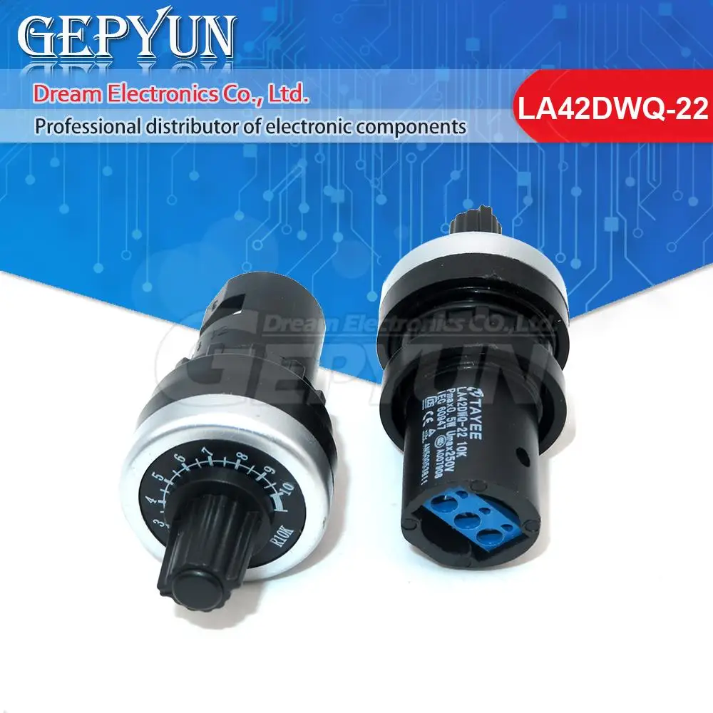 1PCS LA42DWQ-22 1K 2K 5K 10K 22mm Durchmesser Töpfe Dreh Potentiometer Konverter Gouverneur Inverter widerstand Schalter