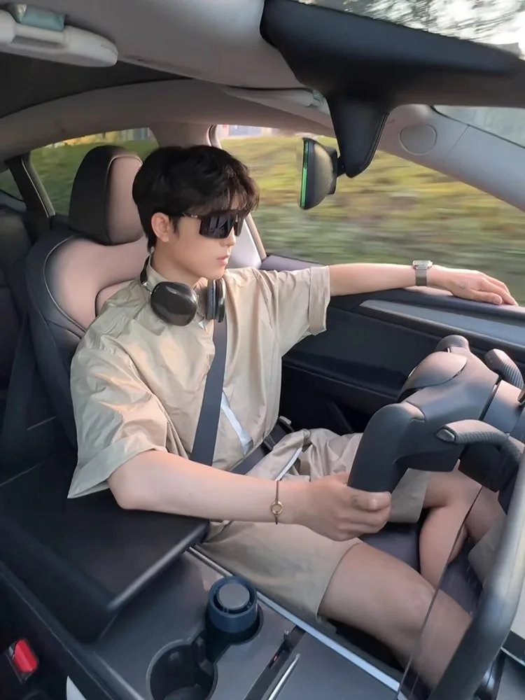 

Хаки ort Sve irt Мужской летний ледяной шелк Cool Feeling Легкий Qui Dry irt Поддельный комплект из двух предметов Lazy orts