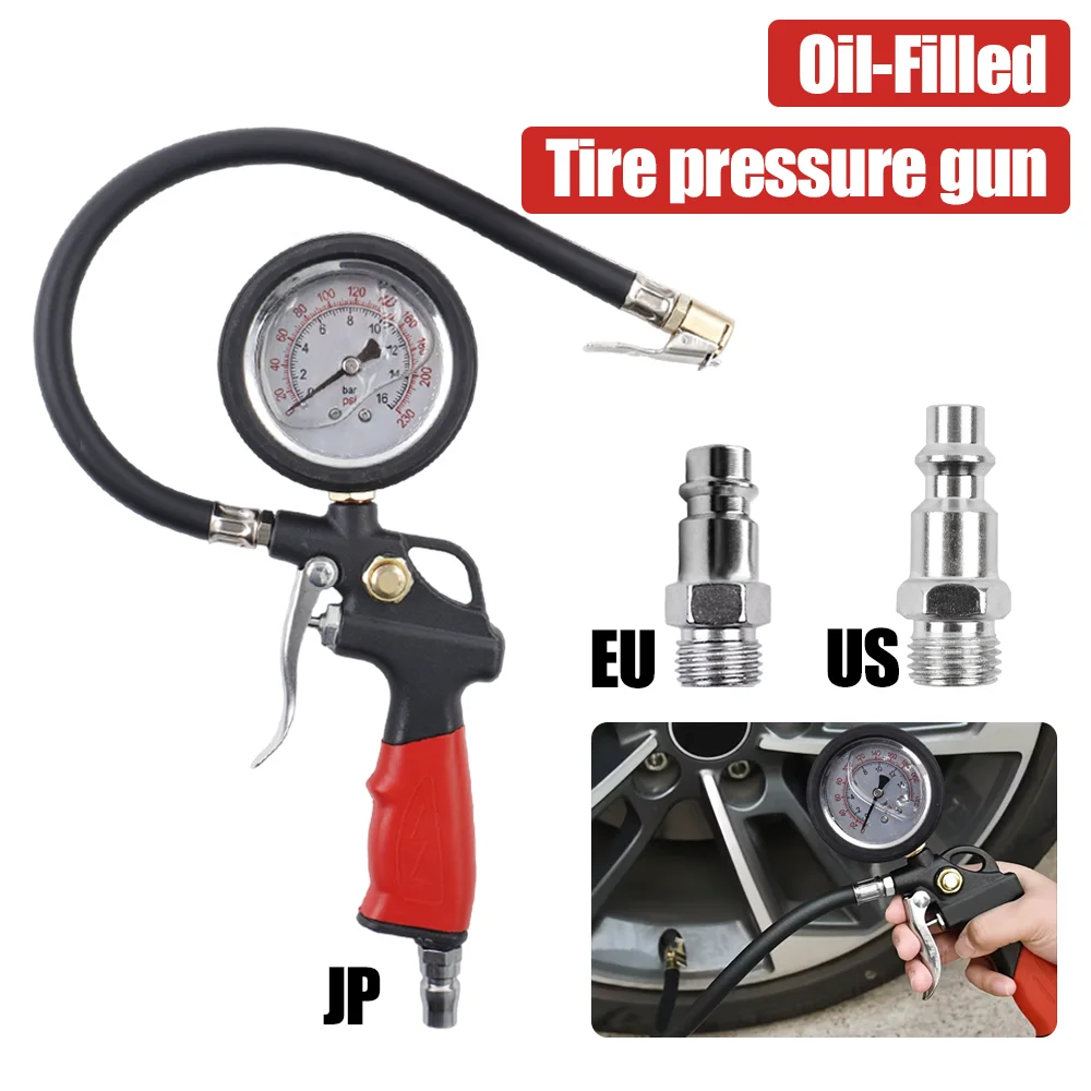 0-230Psi Tire Pressure Gun, High-Precision Oil-Immersed Pressure Gauge, Tire Pressure Measurement, Inflation And Deflation Tools