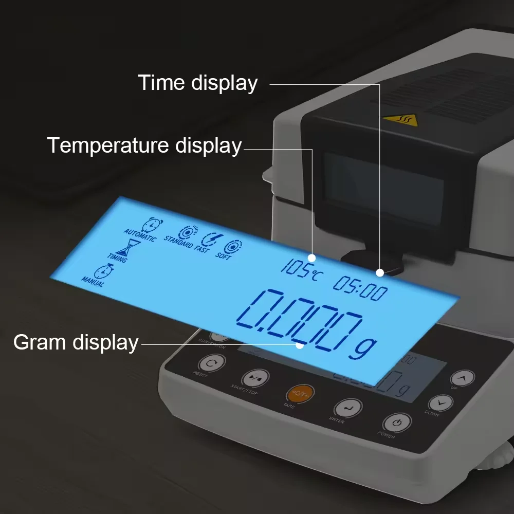 High-Precision Halogenic Grain Moisture Tester & Water Meter with 110g Capacity and 0.001g Resolution for Tea/Corn/Farm Use