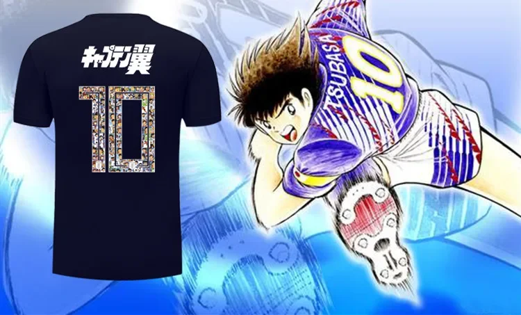 Tsubasa Captain 10 Men's T-shirt, Japanese Cartoon Printed Short Sleeved Shirt, Tsubasa Ozora