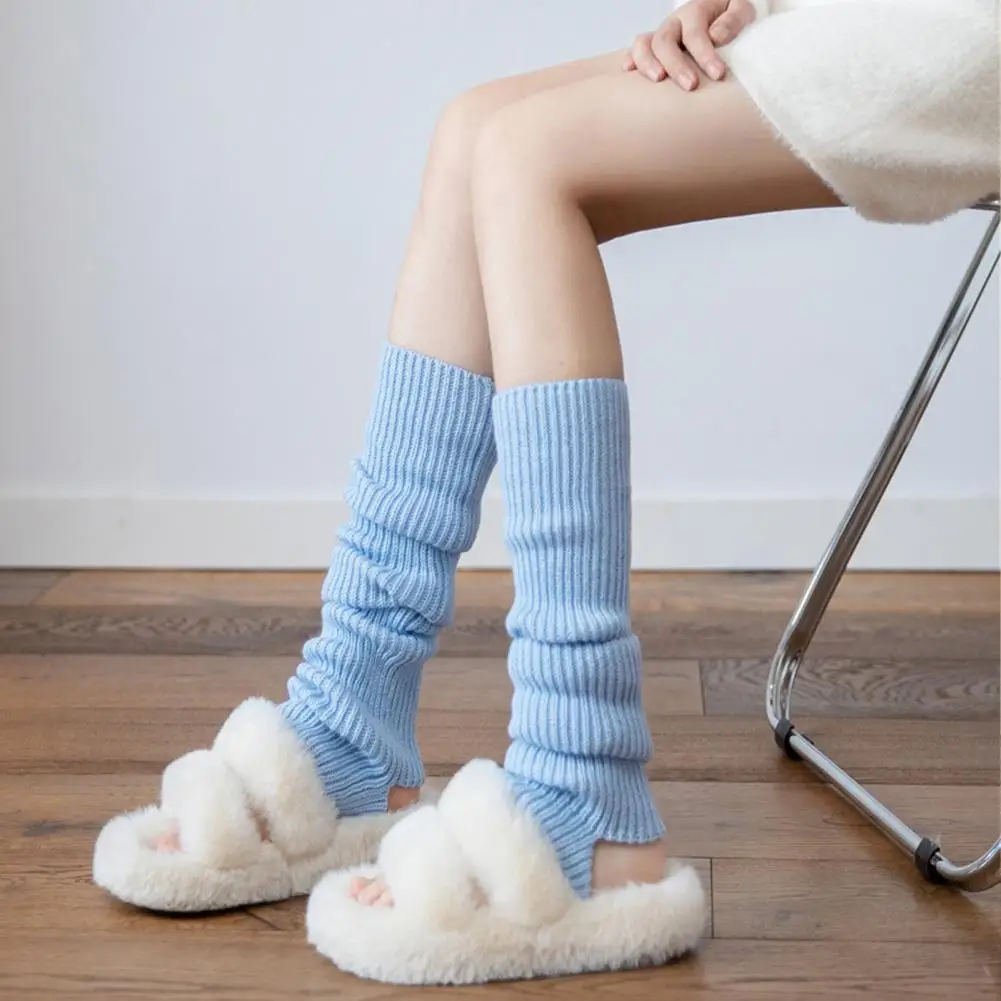 

Thickened Cold Weather Anti-slip Leg Sleeves 3 Pair Winter Leg Warmers Japanese Style Solid Color Elastic Knitted Calf Covers
