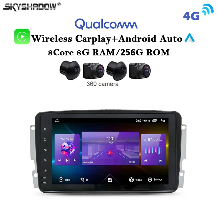 

12G+256G Carplay Auto Android 14.0 720P Car DVD Player GPS map WIFI Bluetooth RDS Radio For Benz Vaneo Vito Viano W203 W209 W163