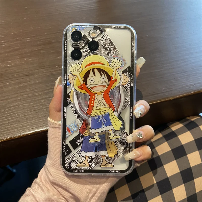 Милый мультяшный чехол O-One Piece Luffy Zoro Magsafe с беспроводной зарядкой для iPhone 11, 12, 13, 14, 15, 16 Pro Max, магнитный держатель с 3D аниме
